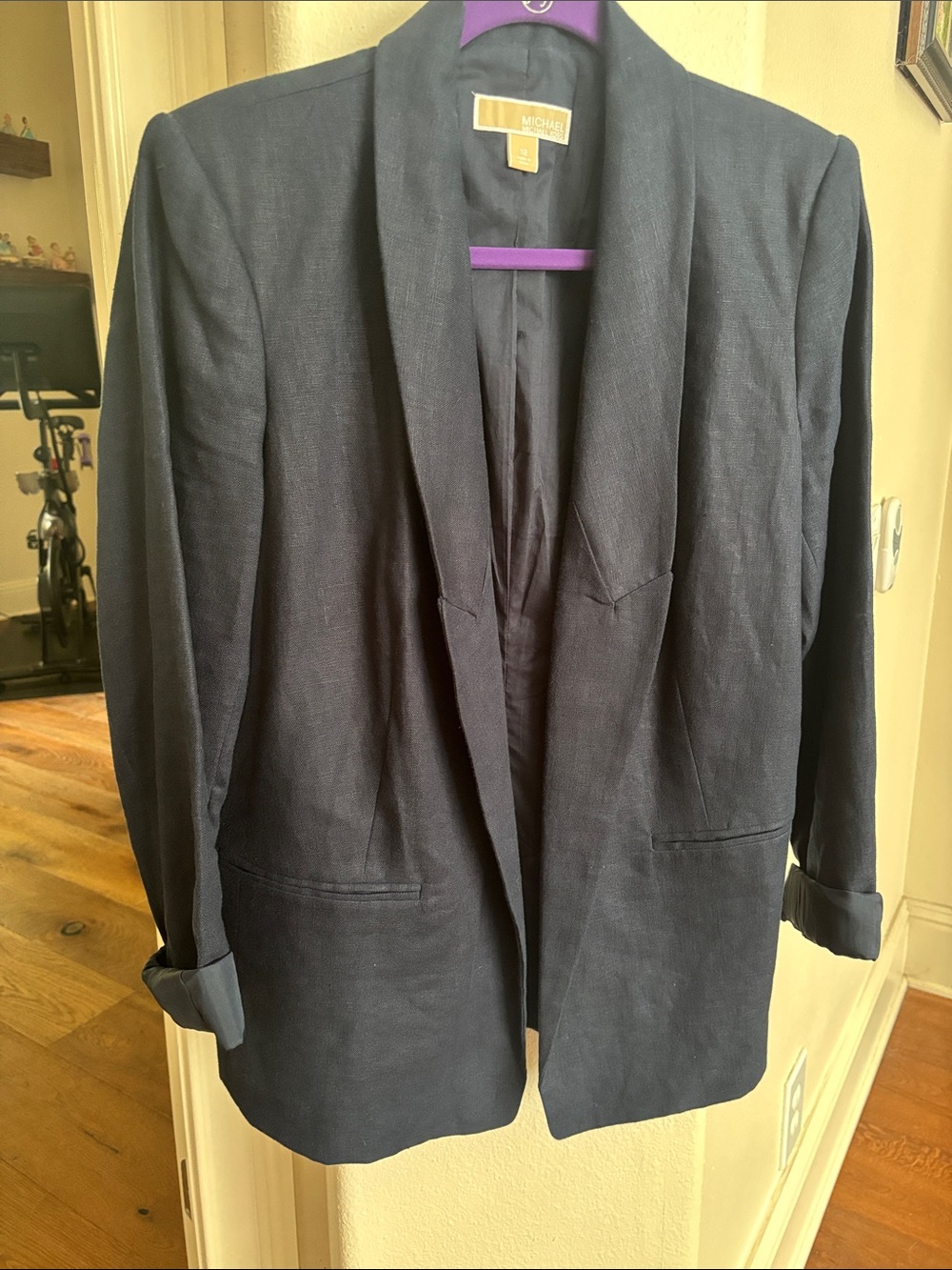 Michael Kors Navy Open-Front Shawl Collar Blazer